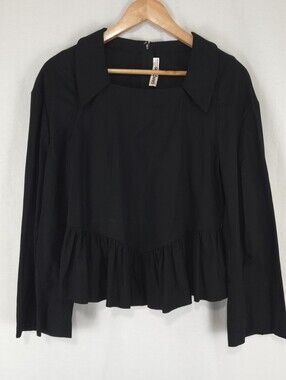 Comme des Garçons  Women's Black Long-Sleeve Peplum Blouse Hi